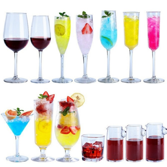 亚克力PC红酒杯|酒吧塑料高脚杯|透明防摔葡萄酒杯|香槟杯红酒杯