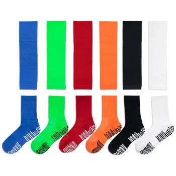 Customizable Adult Football Socks for World Cup, Sweat-absorbing, Breathable Sports Socks, Gel-grip Anti-slip Mid-calf Socks with Leg Guard Sleeves