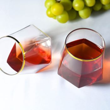 Gold - Rimmed Hexagonal PET Plastic Cup