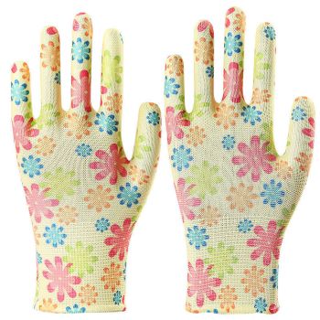 ​Thin 13-Gauge Patterned Nylon Printed Safety Gloves – Non-Coated, Soft, Breathable, Ideal for Household and Labor Tasks