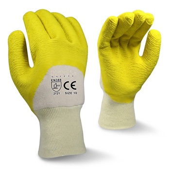 High-Quality Ribbed Cuff, Anti-Slip, Wear-Resistant, Semi-Dipped Latex-Coated Garden Work Gloves with CE Certification